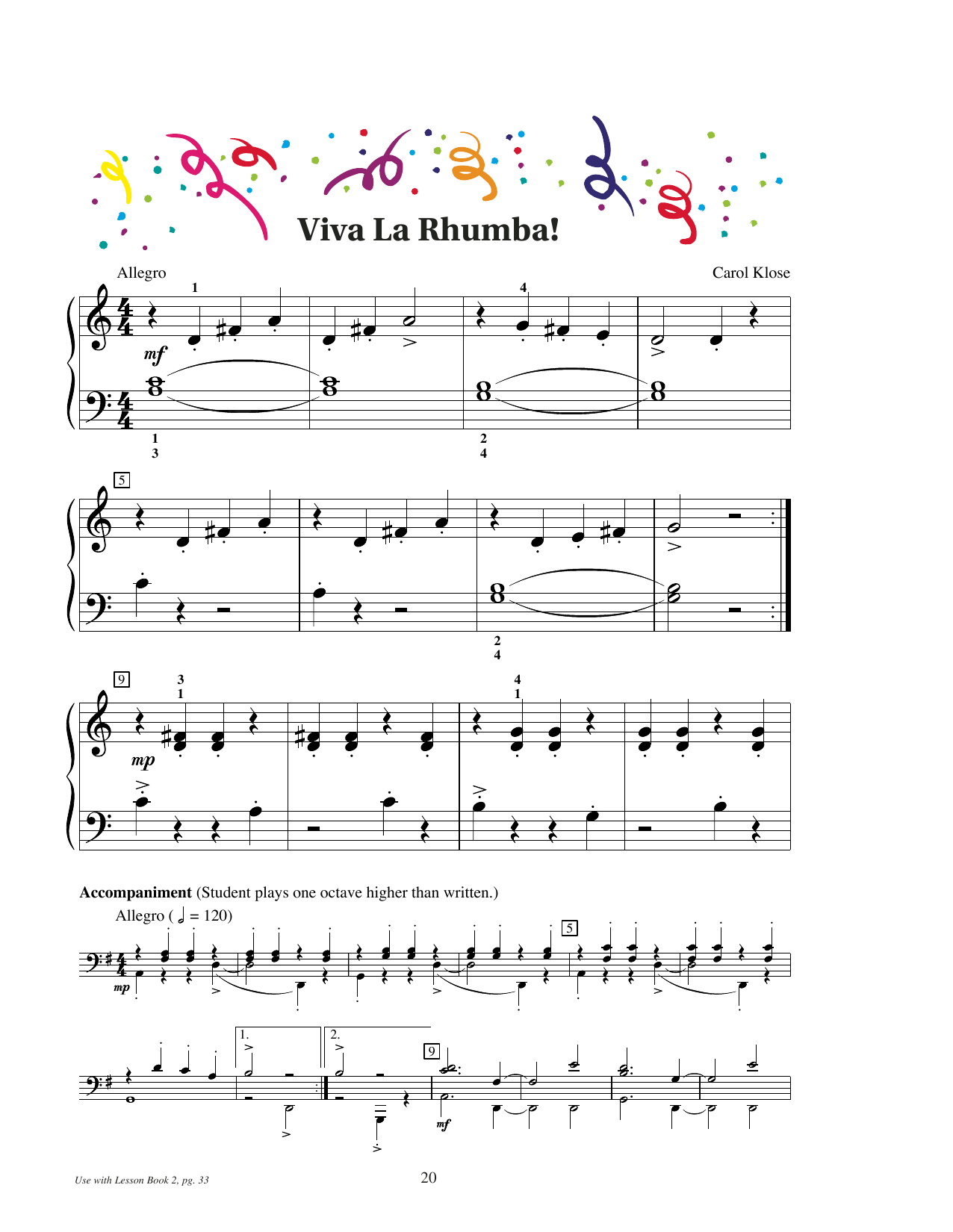 Carol Klose Viva La Rhumba! sheet music notes and chords arranged for Educational Piano