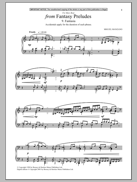 Carol Barratt Fantasy Preludes, 9. Fantasia sheet music notes and chords arranged for Piano Solo