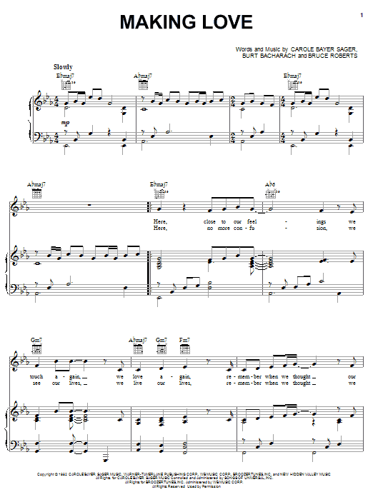 Carole Bayer Sager Making Love sheet music notes and chords arranged for Piano, Vocal & Guitar Chords (Right-Hand Melody)
