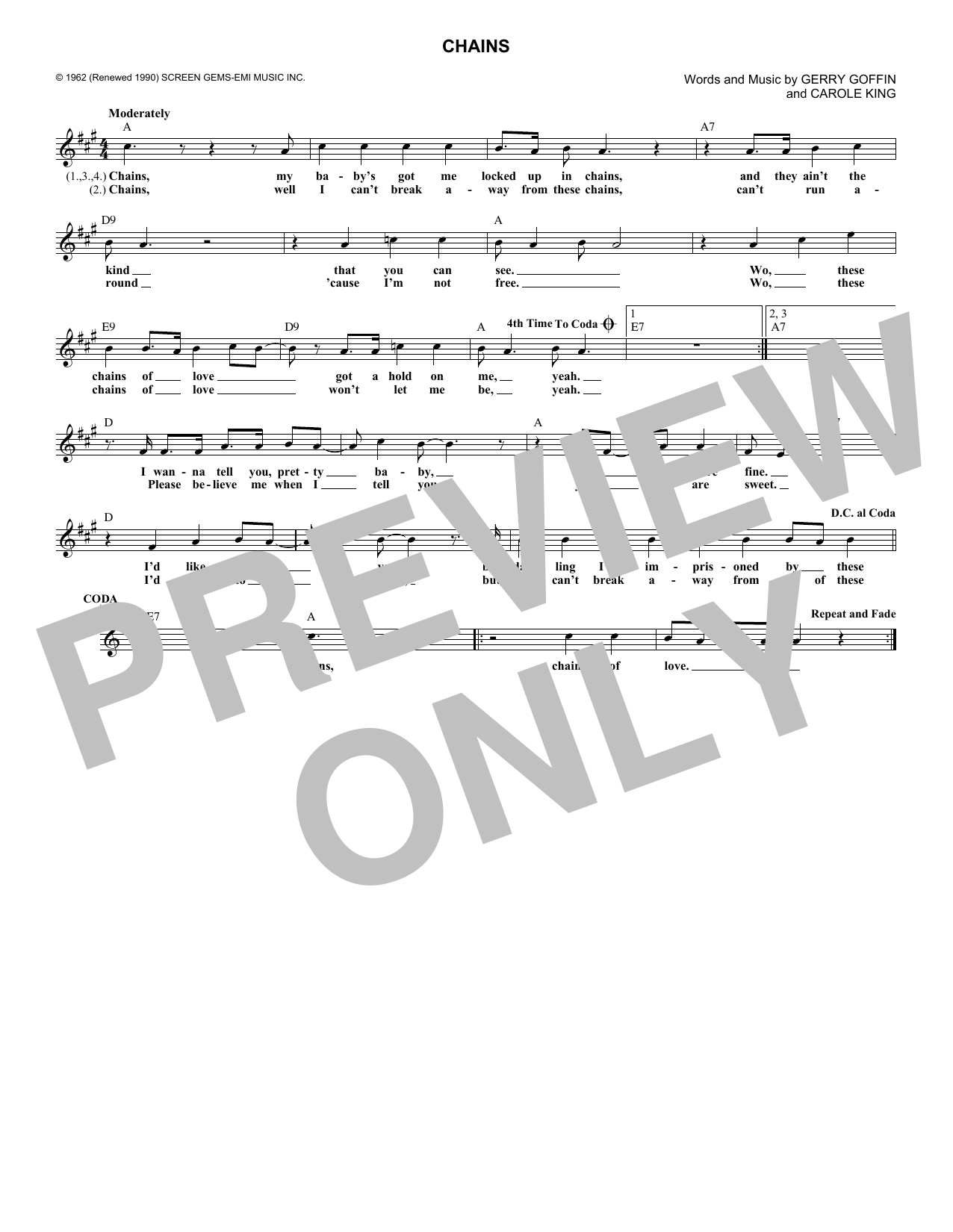 Carole King Chains sheet music notes and chords arranged for Ukulele