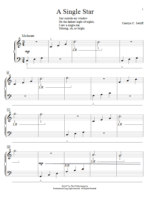 Carolyn C. Setliff A Single Star sheet music notes and chords arranged for Educational Piano