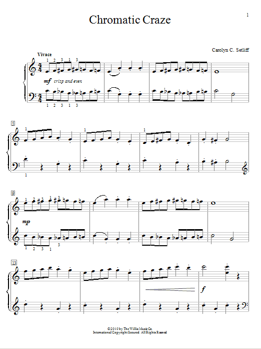 Carolyn C. Setliff Chromatic Craze sheet music notes and chords arranged for Educational Piano