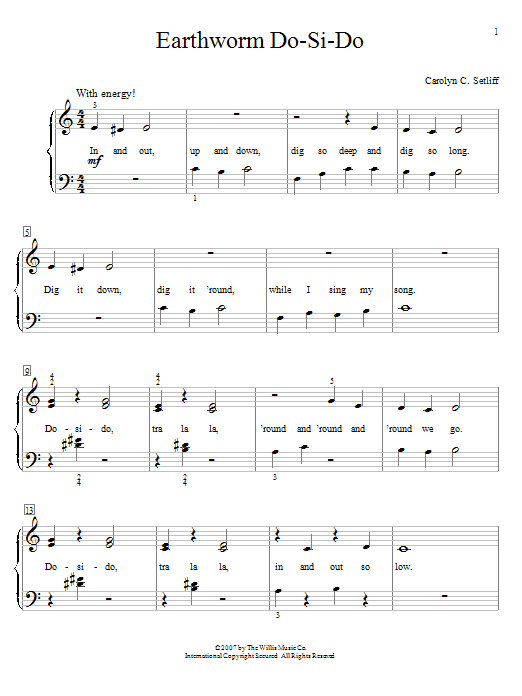 Carolyn C. Setliff Earthworm Do-Si-Do sheet music notes and chords arranged for Educational Piano