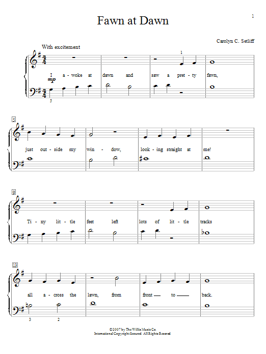 Carolyn C. Setliff Fawn At Dawn sheet music notes and chords arranged for Educational Piano