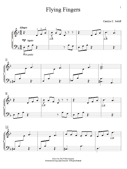 Carolyn C. Setliff Flying Fingers sheet music notes and chords arranged for Educational Piano