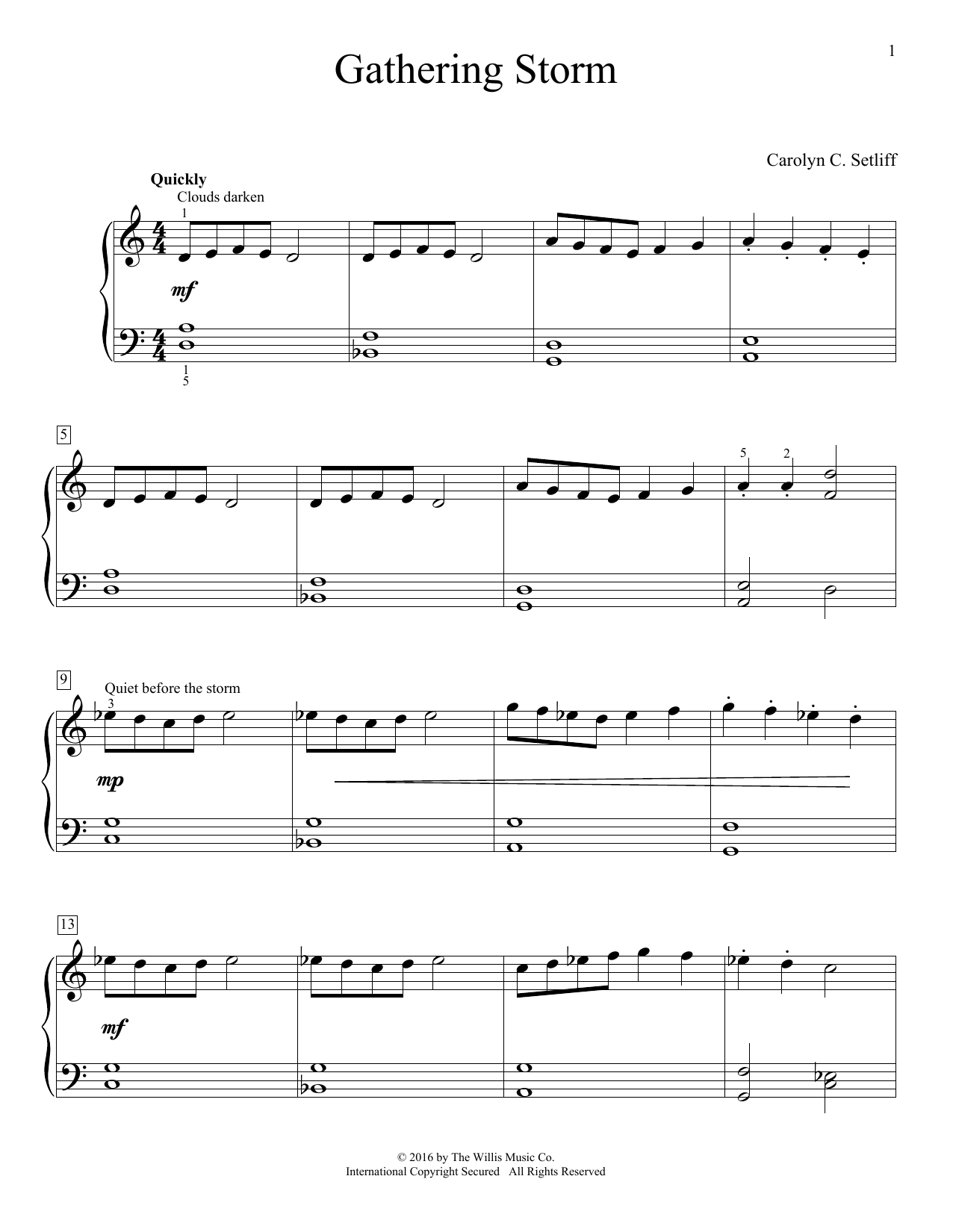 Carolyn C. Setliff Gathering Storm sheet music notes and chords arranged for Educational Piano
