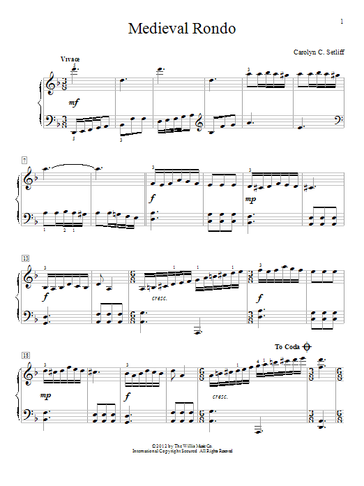 Carolyn C. Setliff Medieval Rondo sheet music notes and chords arranged for Educational Piano