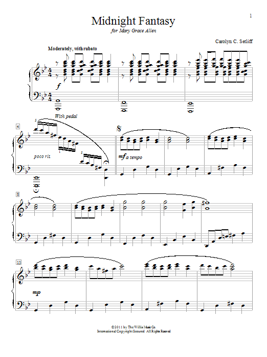 Carolyn C. Setliff Midnight Fantasy sheet music notes and chords arranged for Educational Piano