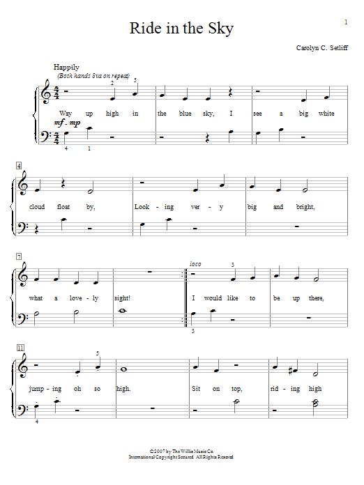 Carolyn C. Setliff Ride In The Sky sheet music notes and chords arranged for Educational Piano