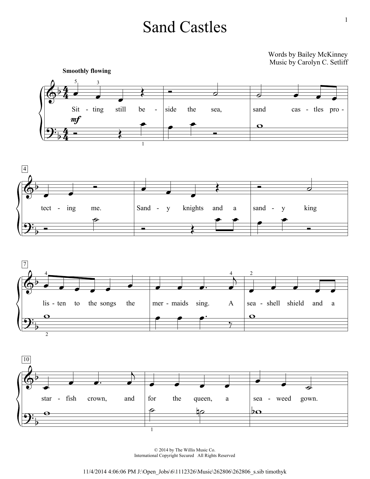 Carolyn C. Setliff Sand Castles sheet music notes and chords arranged for Educational Piano