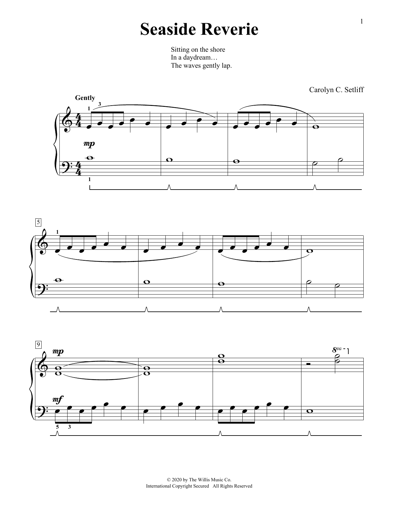 Carolyn C. Setliff Seaside Reverie sheet music notes and chords arranged for Educational Piano