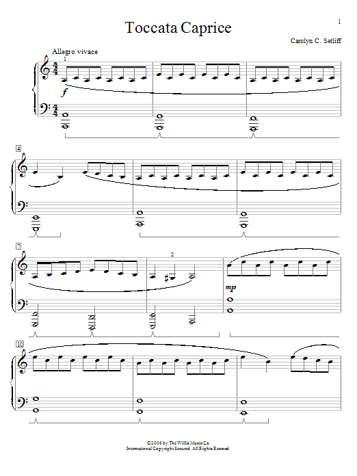 Carolyn C. Setliff Toccata Caprice sheet music notes and chords arranged for Educational Piano