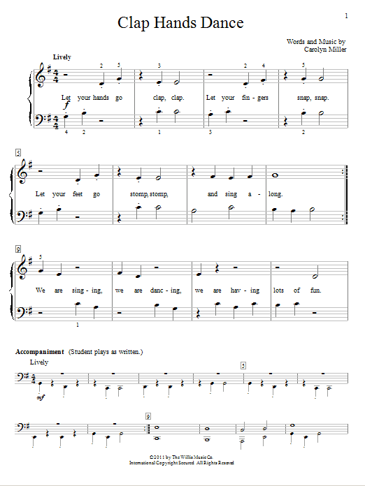 Carolyn Miller Clap Hands Dance sheet music notes and chords arranged for Educational Piano