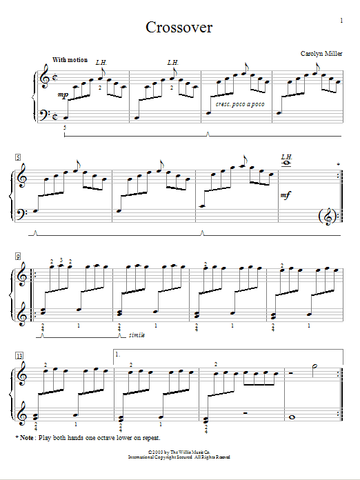 Carolyn Miller Cross Over sheet music notes and chords arranged for Educational Piano