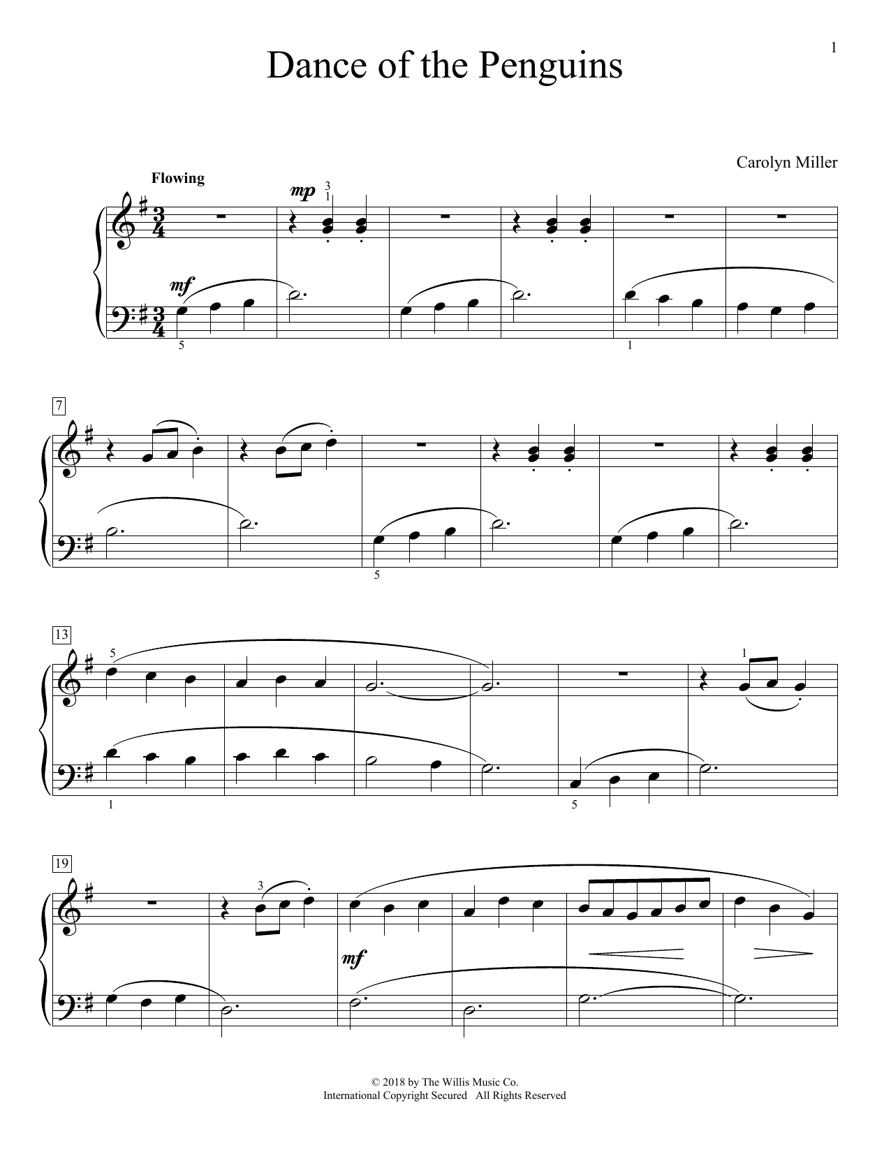 Carolyn Miller Dance Of The Penguins sheet music notes and chords arranged for Educational Piano