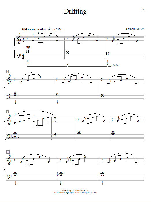 Carolyn Miller Drifting sheet music notes and chords arranged for Educational Piano