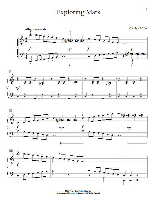 Carolyn Miller Exploring Mars sheet music notes and chords arranged for Educational Piano