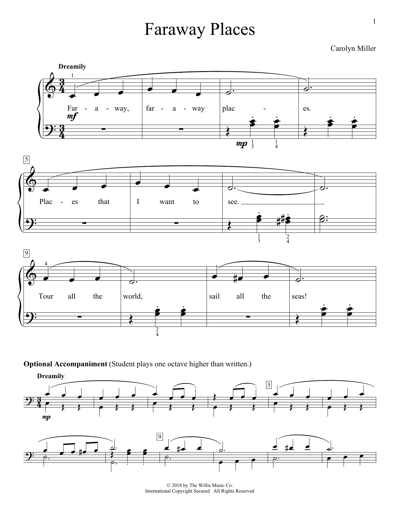 Carolyn Miller Faraway Places sheet music notes and chords arranged for Educational Piano