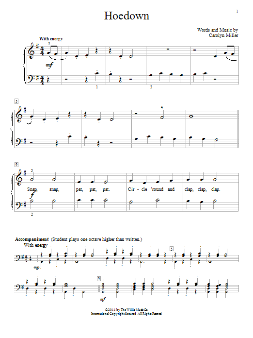 Carolyn Miller Hoedown sheet music notes and chords arranged for Educational Piano