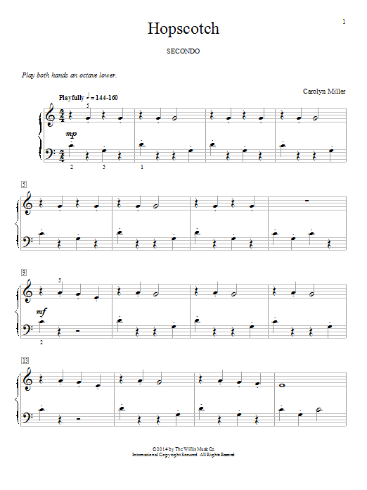 Carolyn Miller Hopscotch sheet music notes and chords arranged for Piano Duet
