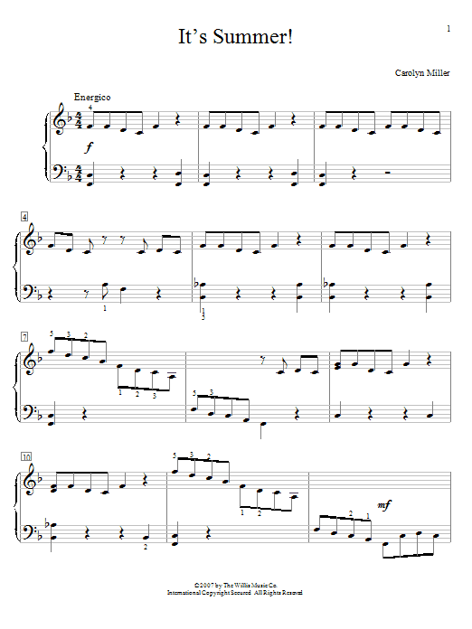 Carolyn Miller It's Summer! sheet music notes and chords arranged for Educational Piano