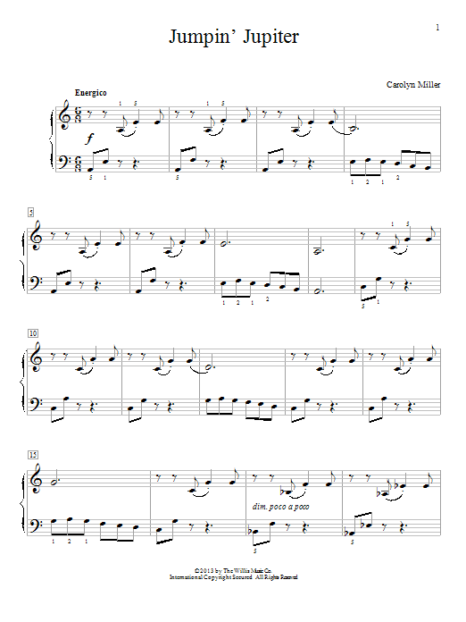 Carolyn Miller Jumpin' Jupiter sheet music notes and chords arranged for Educational Piano