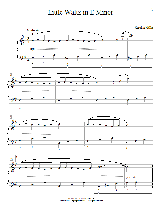 Carolyn Miller Little Waltz In E Minor sheet music notes and chords arranged for Educational Piano