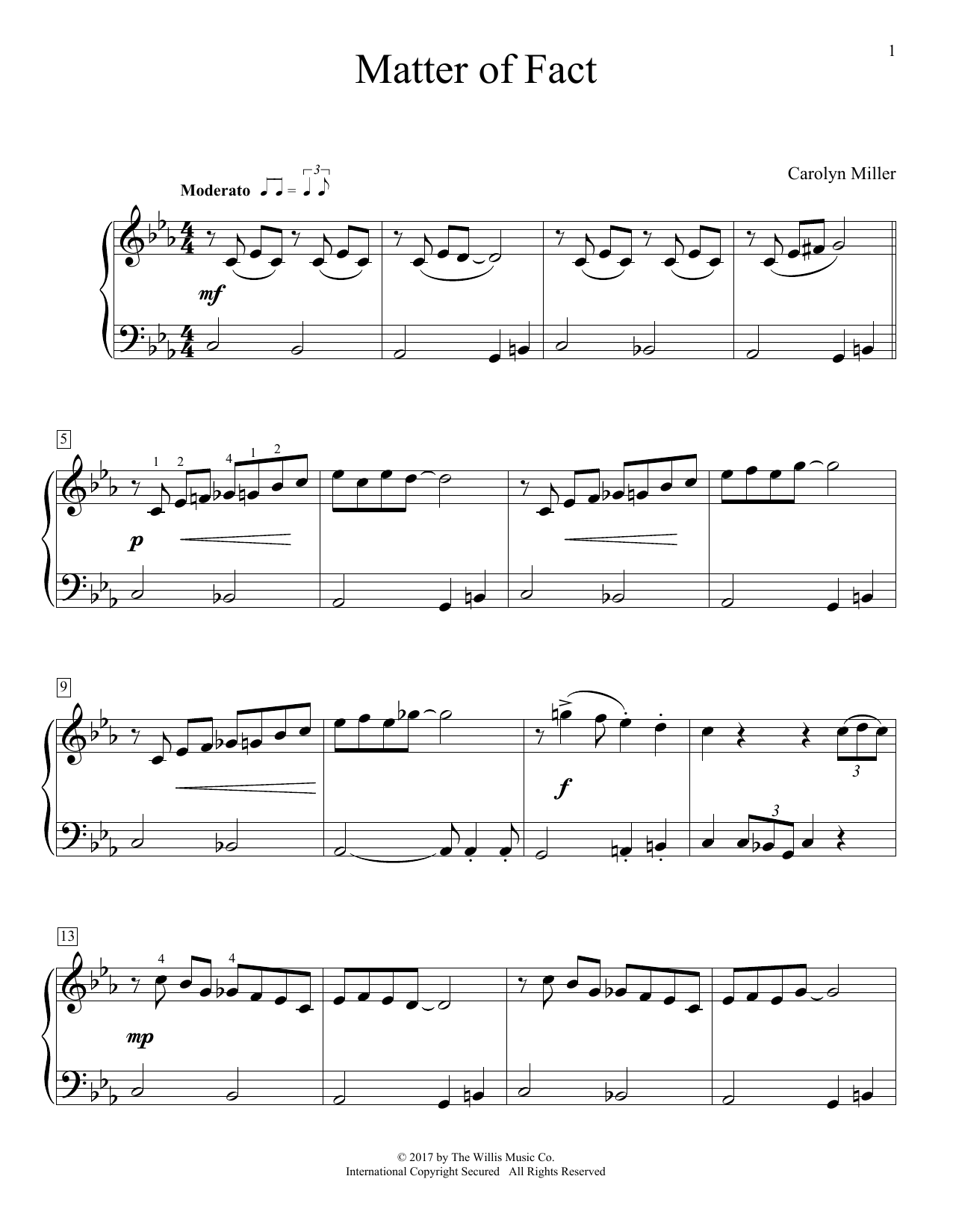Carolyn Miller Matter Of Fact sheet music notes and chords arranged for Educational Piano
