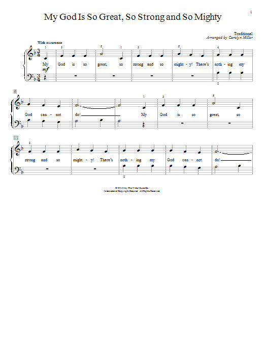 Carolyn Miller My God Is So Great, So Strong And So Mighty sheet music notes and chords arranged for Educational Piano