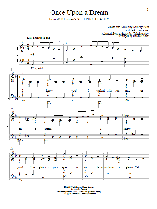 Carolyn Miller Once Upon A Dream sheet music notes and chords arranged for Educational Piano