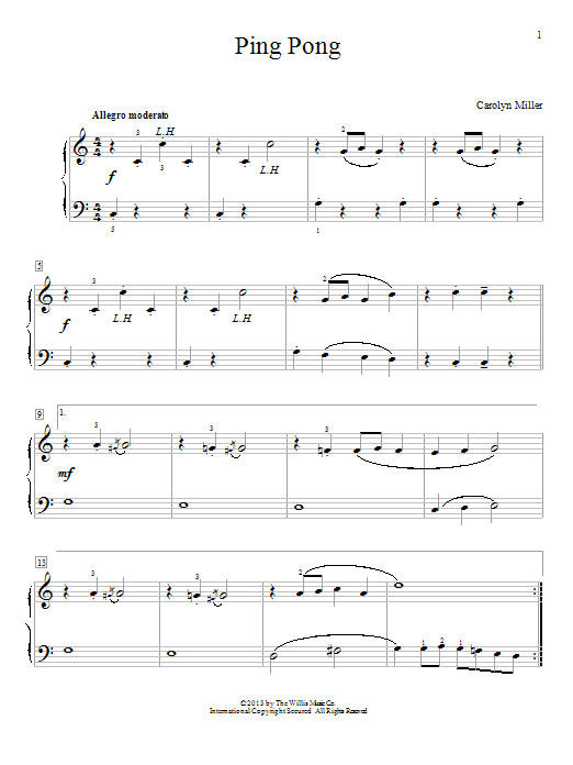 Carolyn Miller Ping Pong sheet music notes and chords arranged for Educational Piano