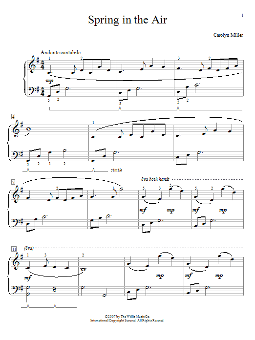 Carolyn Miller Spring In The Air sheet music notes and chords arranged for Educational Piano