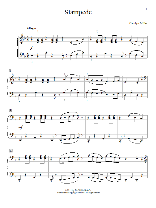 Carolyn Miller Stampede sheet music notes and chords arranged for Educational Piano