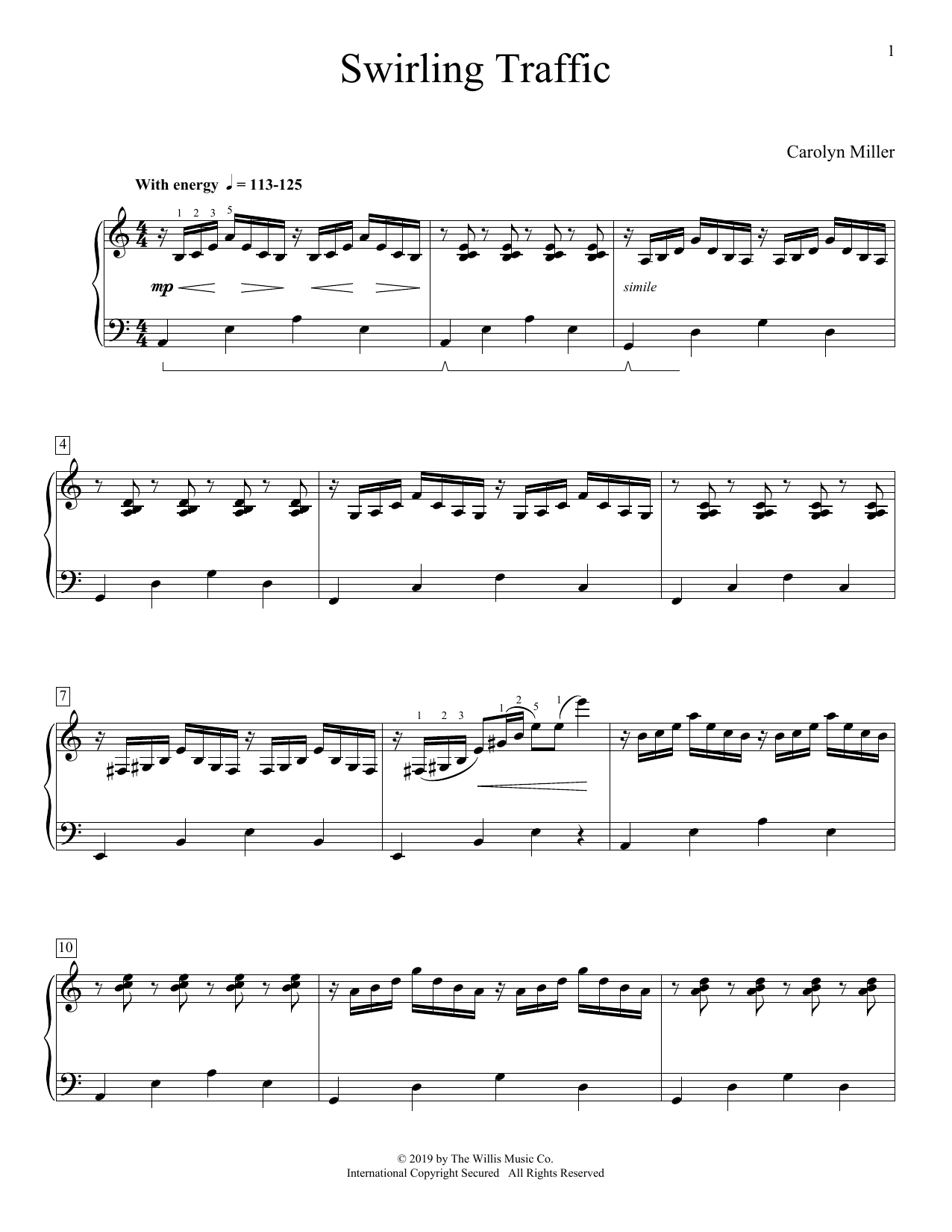 Carolyn Miller Swirling Traffic sheet music notes and chords arranged for Educational Piano