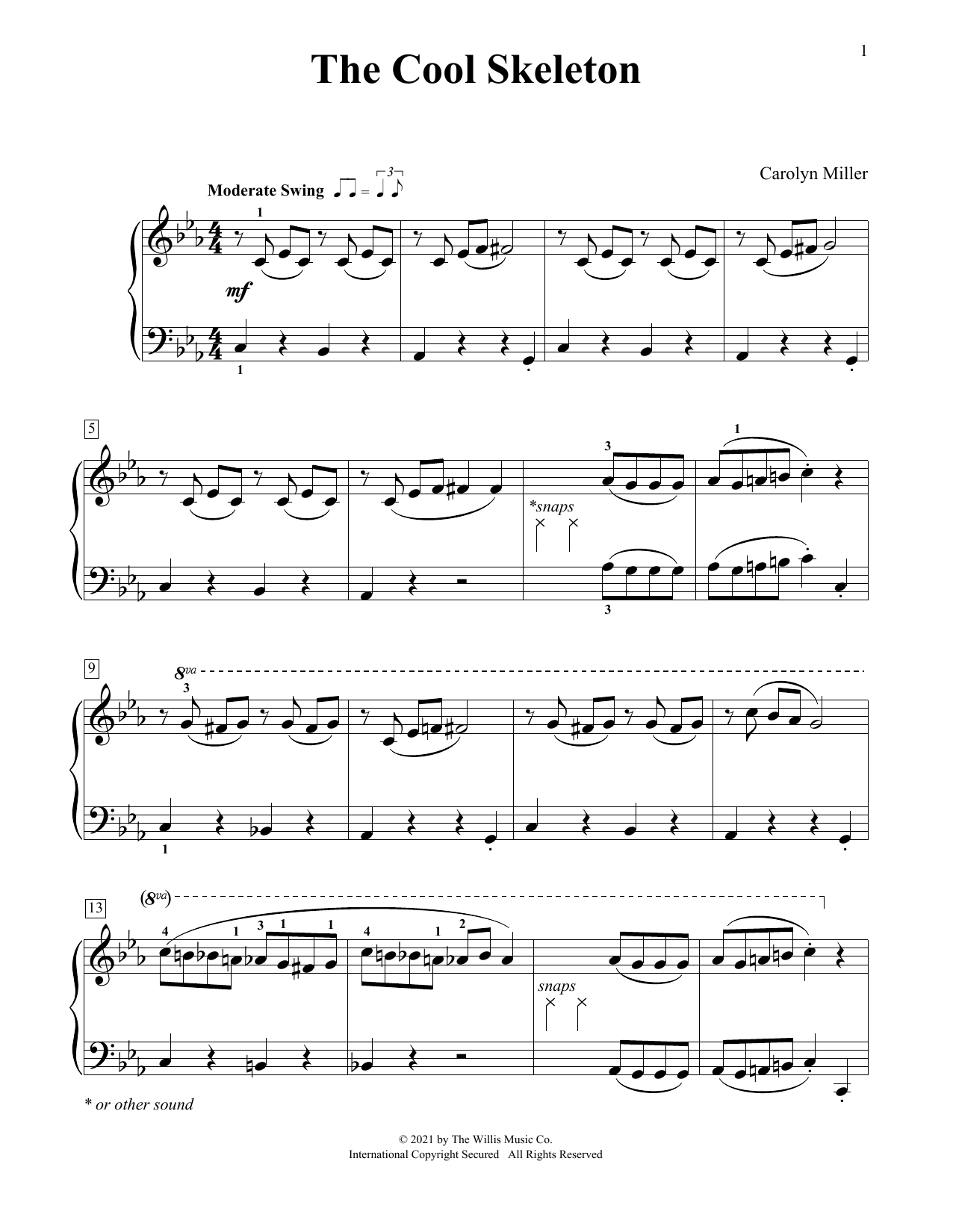 Carolyn Miller The Cool Skeleton sheet music notes and chords arranged for Educational Piano