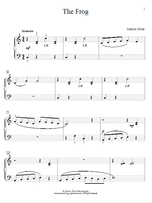 Carolyn Miller The Frog sheet music notes and chords arranged for Educational Piano