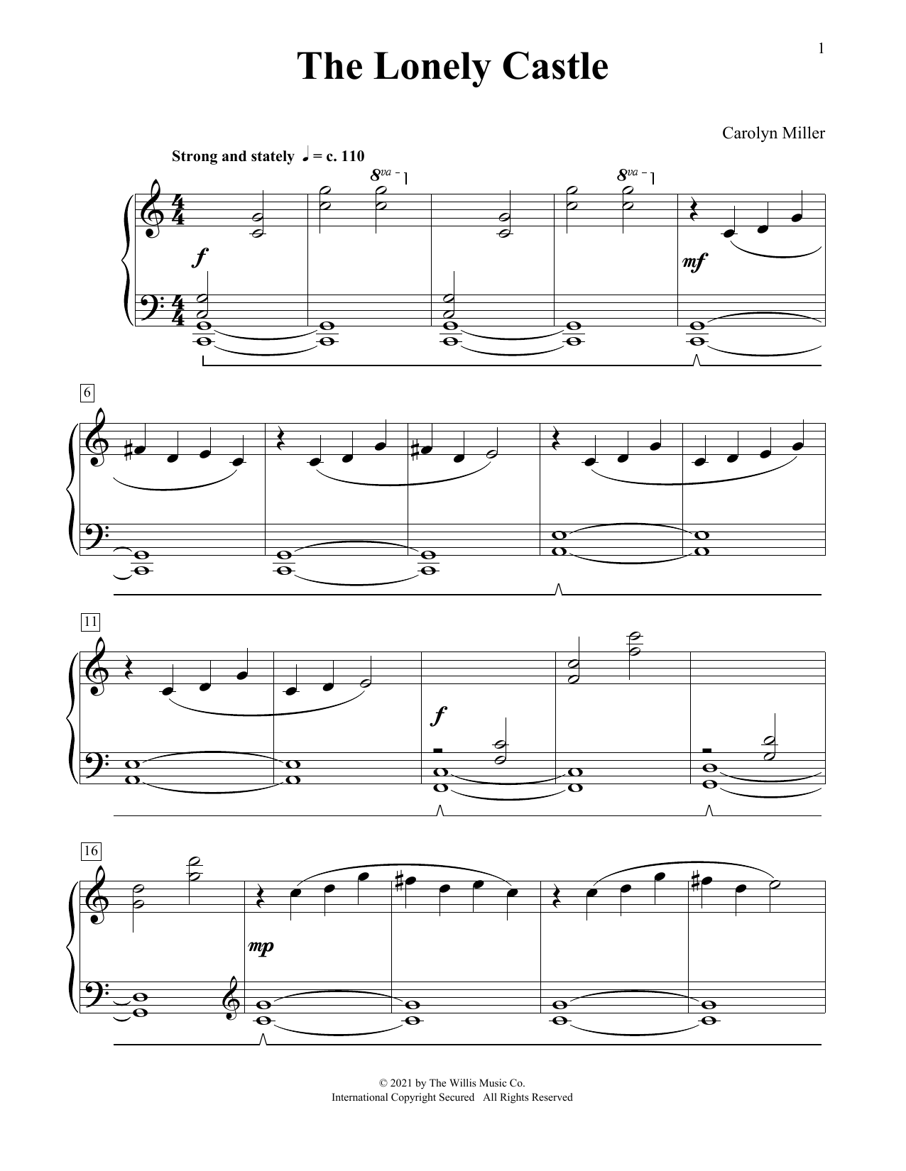 Carolyn Miller The Lonely Castle sheet music notes and chords arranged for Educational Piano