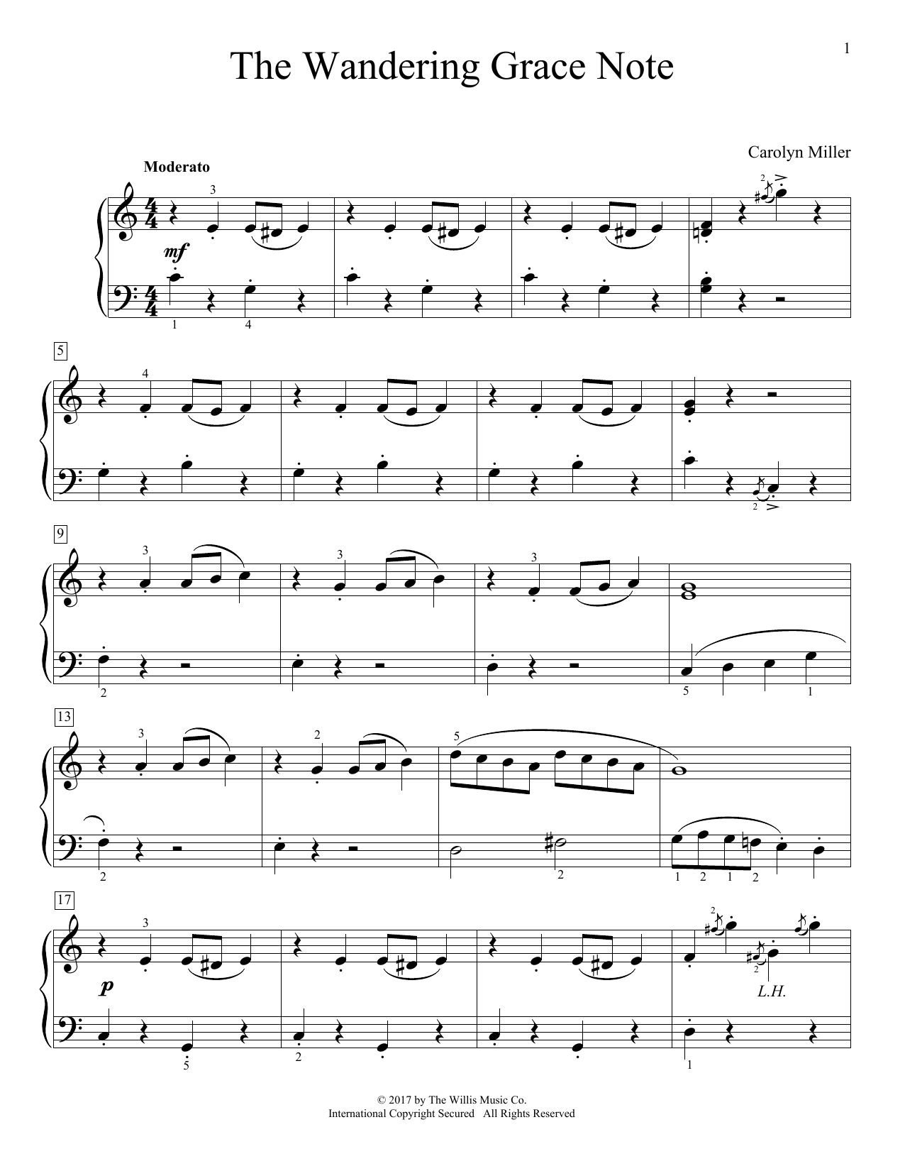 Carolyn Miller The Wandering Grace Note sheet music notes and chords arranged for Educational Piano