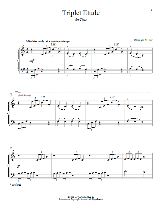 Carolyn Miller Triplet Etude sheet music notes and chords arranged for Educational Piano