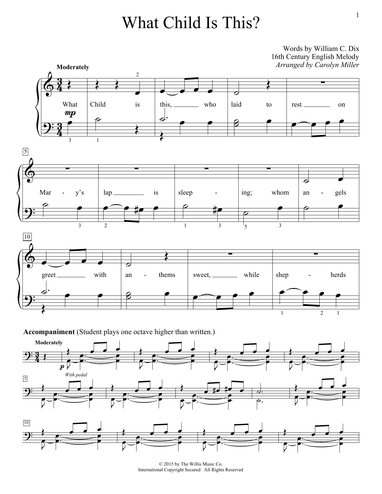 Carolyn Miller What Child Is This? sheet music notes and chords arranged for Educational Piano