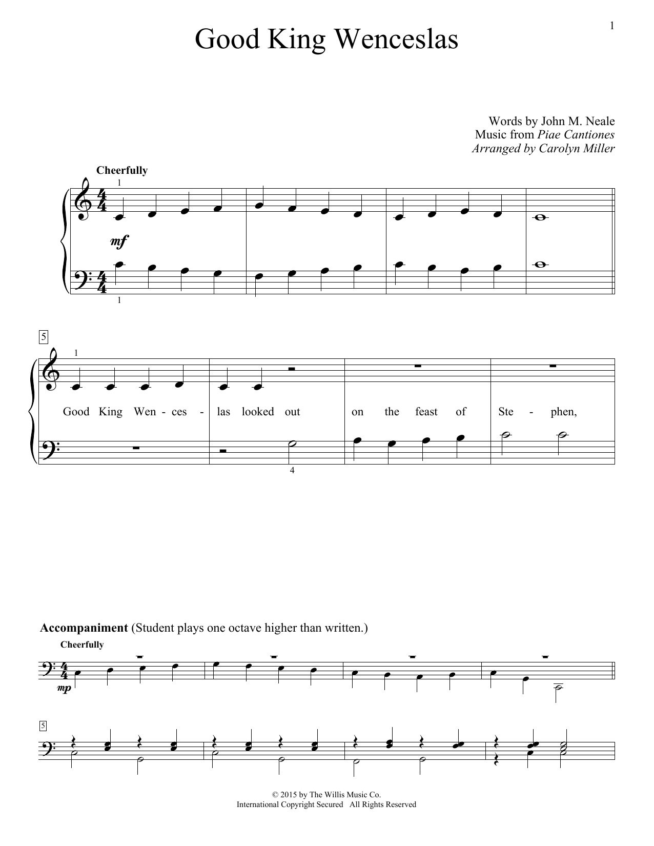 Carolyn Miller Good King Wenceslas sheet music notes and chords arranged for Educational Piano