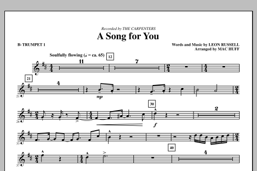 Carpenters A Song For You (arr. Mac Huff) - Bb Trumpet 1 sheet music notes and chords arranged for Choir Instrumental Pak