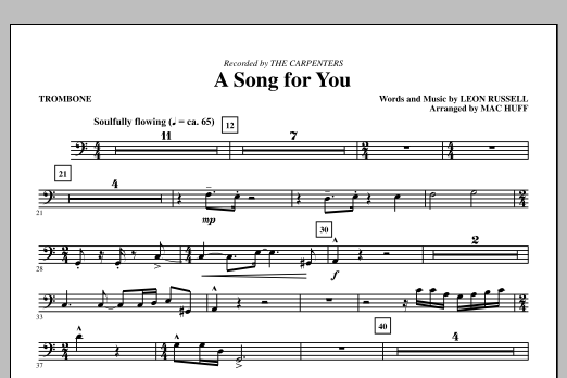 Carpenters A Song For You (arr. Mac Huff) - Trombone sheet music notes and chords arranged for Choir Instrumental Pak