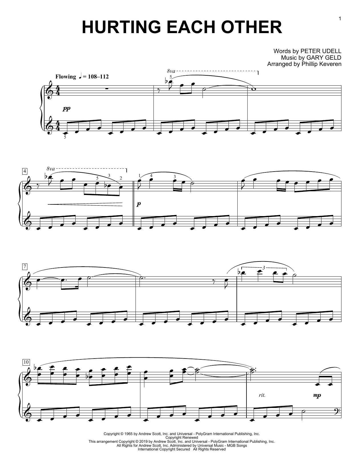 Carpenters Hurting Each Other (arr. Phillip Keveren) sheet music notes and chords arranged for Piano Solo