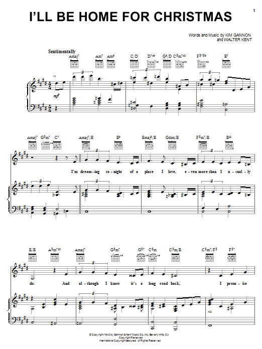 Carpenters I'll Be Home For Christmas sheet music notes and chords arranged for Piano Solo