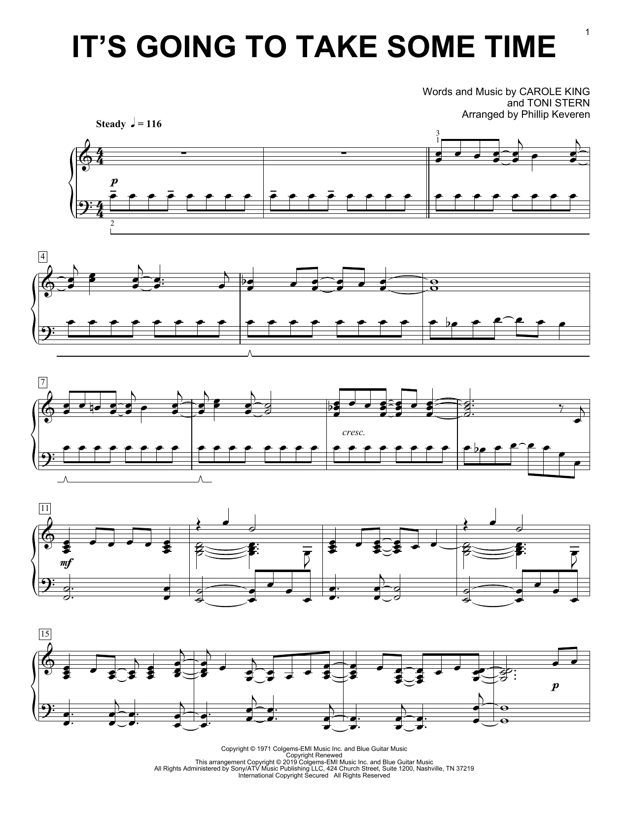 Carpenters It's Going To Take Some Time (arr. Phillip Keveren) sheet music notes and chords arranged for Piano Solo