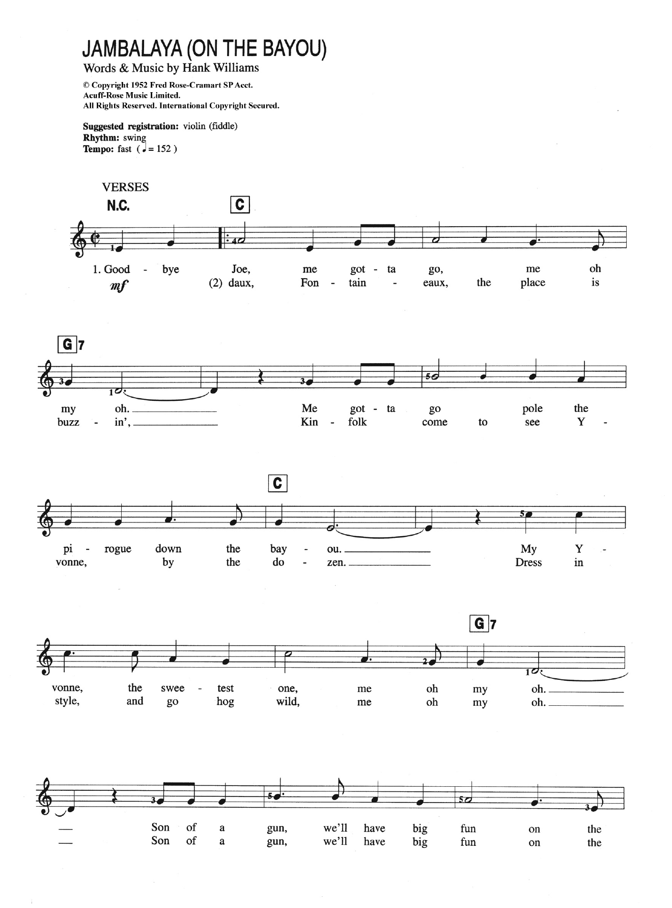 Carpenters Jambalaya (On The Bayou) sheet music notes and chords arranged for Piano Chords/Lyrics