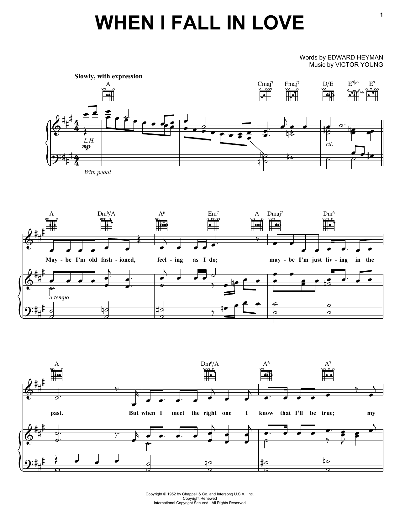 Carpenters When I Fall In Love sheet music notes and chords arranged for Lead Sheet / Fake Book