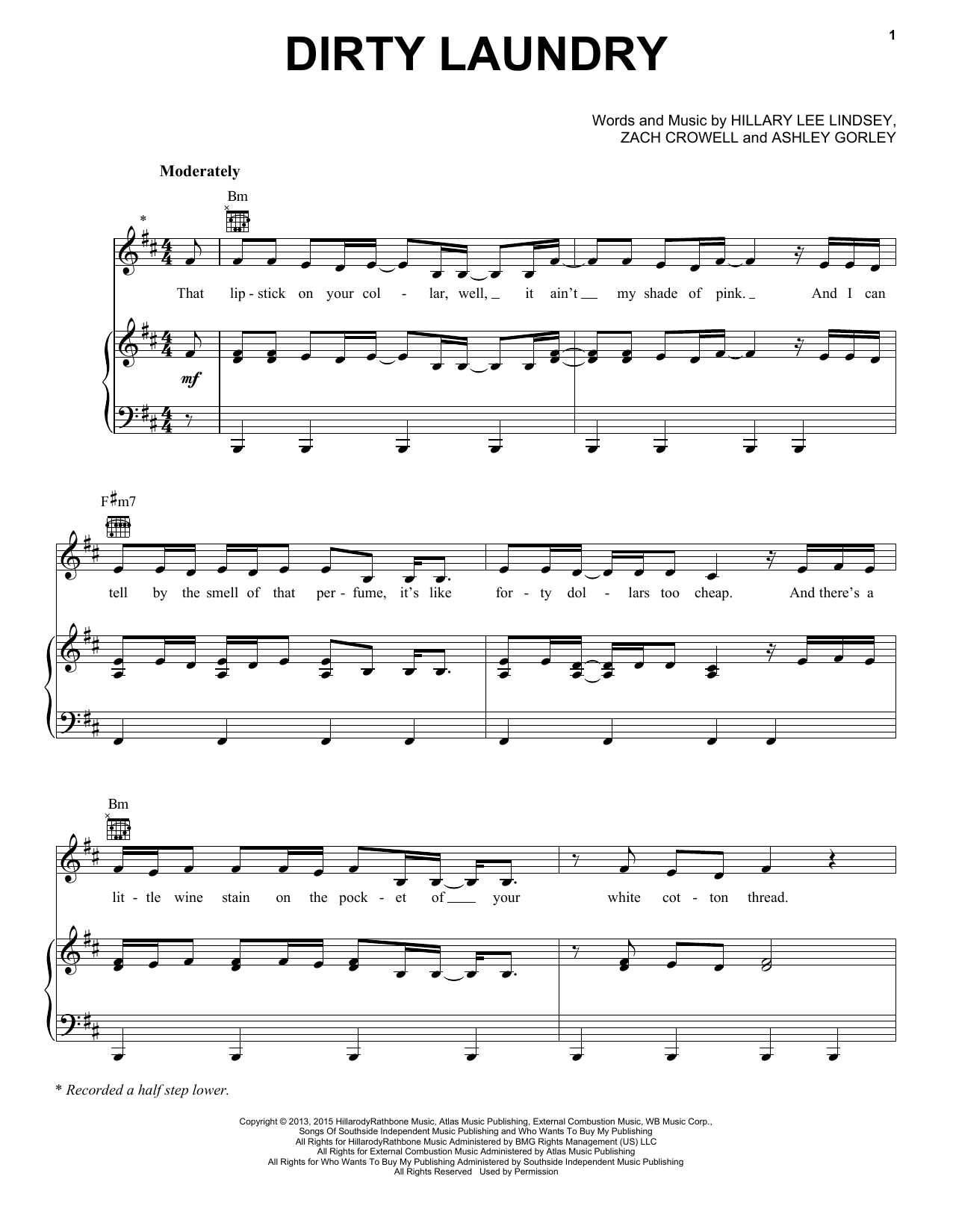 Carrie Underwood Dirty Laundry sheet music notes and chords arranged for Piano, Vocal & Guitar Chords (Right-Hand Melody)