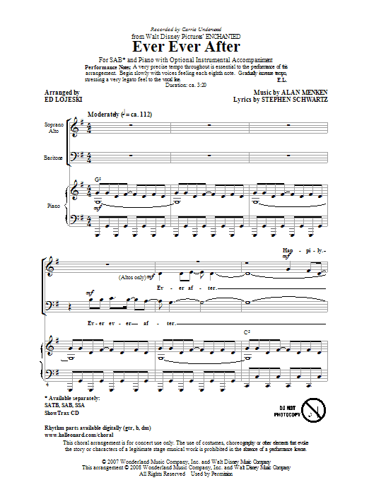 Ed Lojeski Ever Ever After sheet music notes and chords arranged for SAB Choir